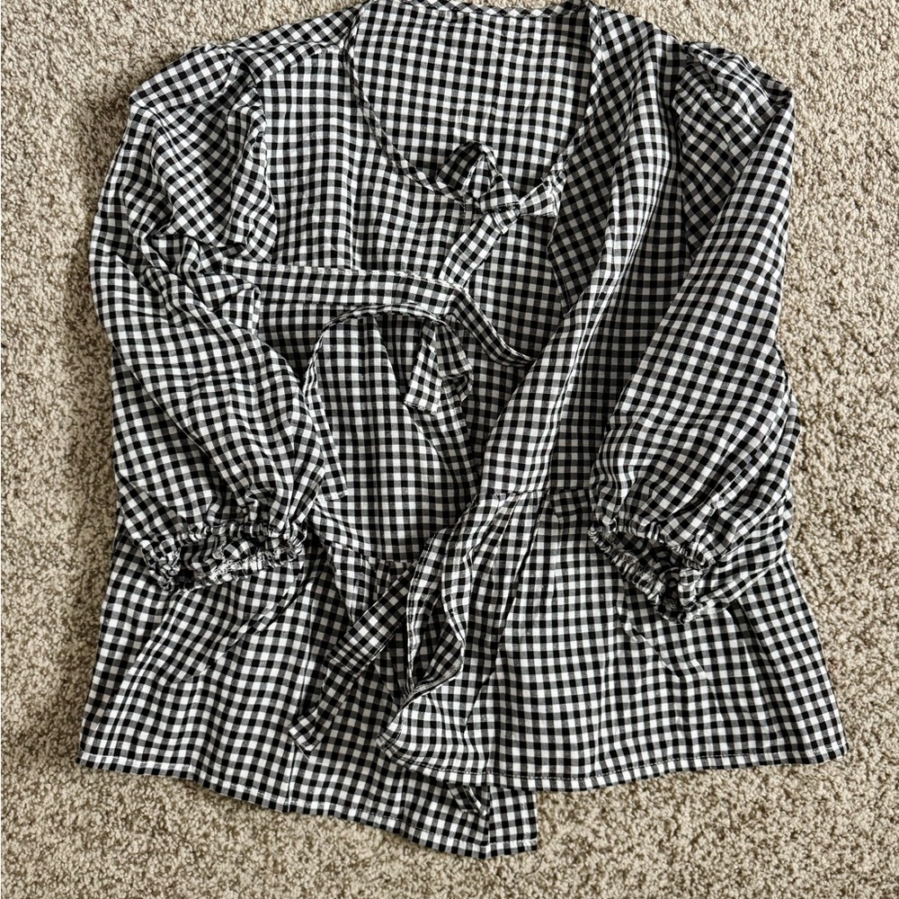 Black and White Gingham Women's Top